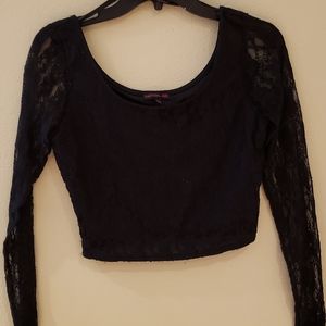 Material Girl Black Laced Cropped Shirt